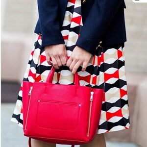 Ann Taylor Red Pebble Leather Mini Tote Bag